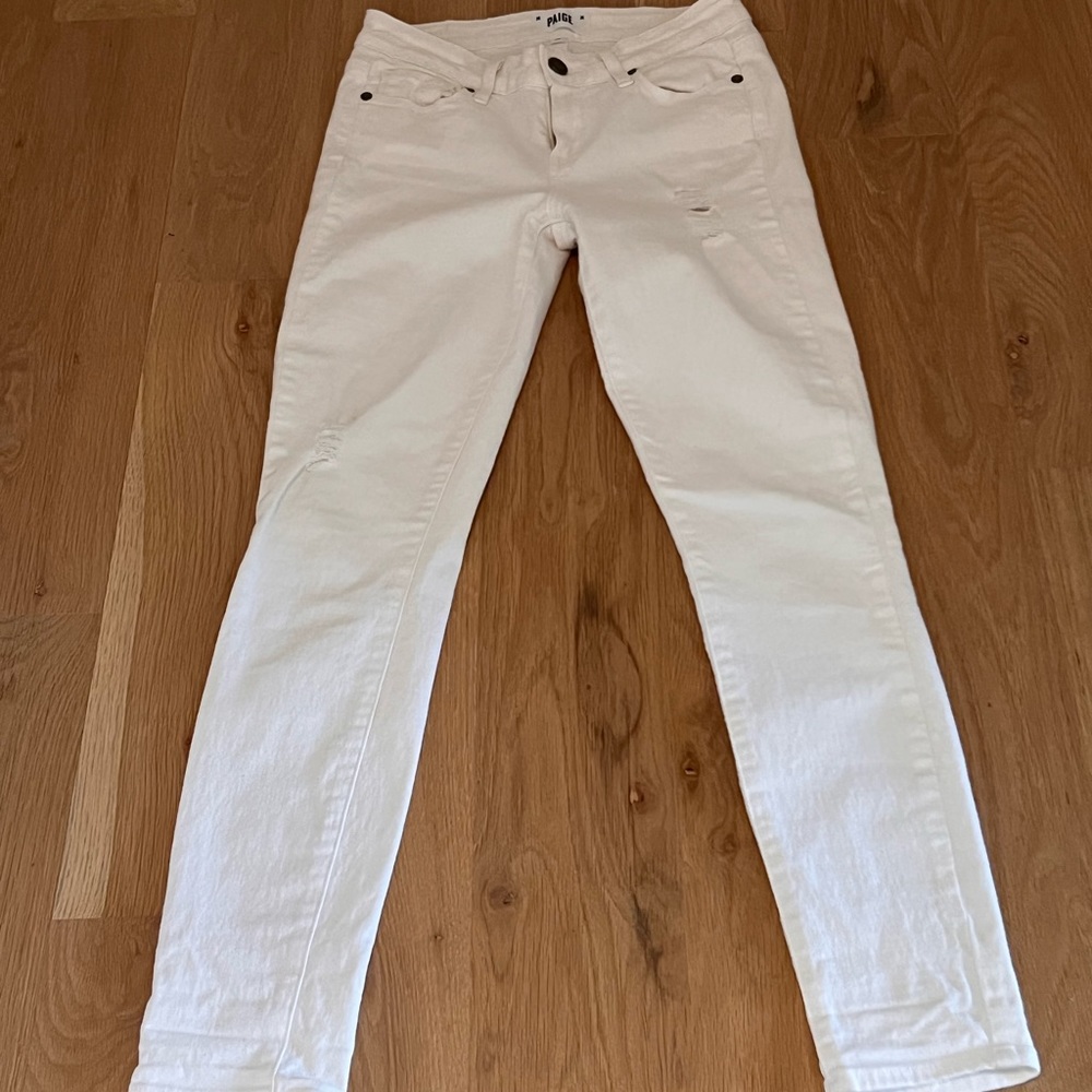 Paige white mid rise skinny jeans size 26